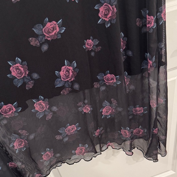 Floral Black and Purple Women's Dress - Picture 3 of 4